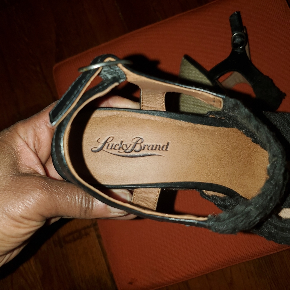 Lucky Brand crocheted wedge sandals